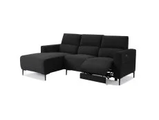 TGC TGC Emma Black Velvet Fabric Left Hand Chaise Recliner Sofa