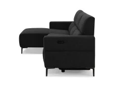 TGC TGC Emma Black Velvet Fabric Left Hand Chaise Recliner Sofa