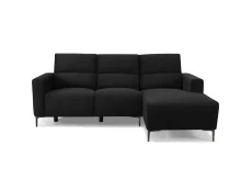 TGC TGC Emma Black Velvet Fabric Right Hand Chaise Recliner Sofa