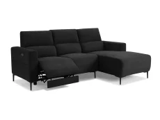 TGC TGC Emma Black Velvet Fabric Right Hand Chaise Recliner Sofa
