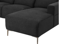 TGC TGC Emma Black Velvet Fabric Right Hand Chaise Recliner Sofa