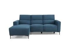 TGC TGC Emma Blue Velvet Fabric Left Hand Chaise Recliner Sofa