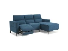 TGC TGC Emma Blue Velvet Fabric Right Hand Chaise Recliner Sofa