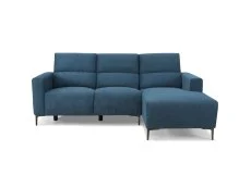 TGC TGC Emma Blue Velvet Fabric Right Hand Chaise Recliner Sofa