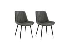 TGC TGC Gemma Set of 2 Grey Faux Leather Dining Chairs