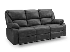 TGC TGC George Black Faux Leather 3 Seater Manual Recliner Sofa