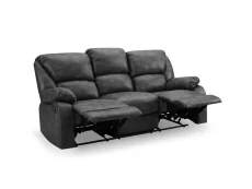 TGC TGC George Black Faux Leather 3 Seater Manual Recliner Sofa