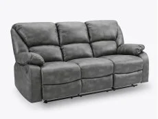 TGC TGC George Grey Faux Leather 3 Seater Manual Recliner Sofa