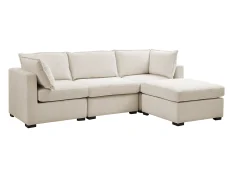 TGC TGC Irene Beige Fabric 3 Seater Sofa with Footstool