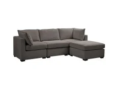 TGC TGC Irene Dark Grey Fabric 3 Seater Sofa with Footstool