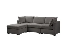 TGC TGC Irene Dark Grey Fabric 3 Seater Sofa with Footstool