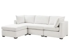 TGC TGC Irene Ivory Fabric 3 Seater Sofa with Footstool