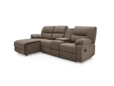 TGC TGC Jake Brown Left Hand Fabric Chaise Recliner Sofa