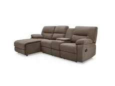 TGC TGC Jake Brown Fabric Left Hand Fabric Chaise Recliner Sofa