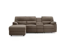 TGC TGC Jake Brown Left Hand Fabric Chaise Recliner Sofa