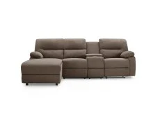 TGC TGC Jake Brown Fabric Left Hand Fabric Chaise Recliner Sofa