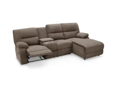 TGC TGC Jake Brown Right Hand Fabric Chaise Recliner Sofa