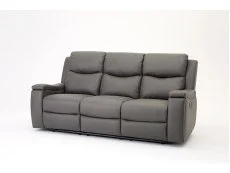 TGC James Grey Faux Leather 3 Seater Recliner Sofa