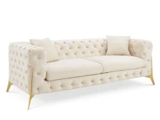 TGC TGC Panther Cream Velvet 3 Seater Sofa