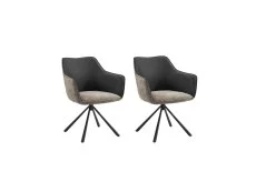 TGC TGC Pearl Set of 2 Beige & Grey Fabric Swivel Dining Chairs