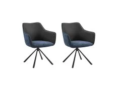 TGC TGC Pearl Set of 2 Blue & Grey Fabric Swivel Dining Chairs