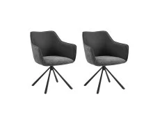 TGC TGC Pearl Set of 2 Grey Fabric Swivel Dining Chairs