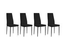 TGC TGC Sara Set of 4 Black Faux Leather Dining Chairs with Black Legs