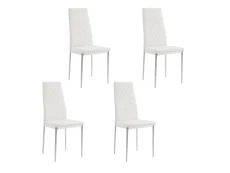 TGC TGC Sara Set of 4 White Faux Leather Dining Chairs with Silver Legs
