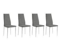 TGC TGC Sara Set of 4 Grey Faux Leather Dining Chairs with Silver Legs