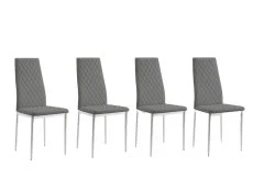 TGC TGC Sara Set of 4 Grey Faux Leather Dining Chairs with Silver Legs