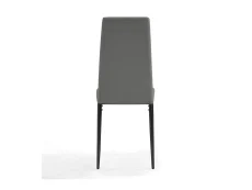 TGC TGC Sara Set of 4 Grey Faux Leather Dining Chairs with Black Legs