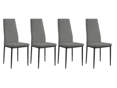 TGC TGC Sara Set of 4 Grey Faux Leather Dining Chairs with Black Legs