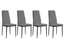 TGC TGC Sara Set of 4 Grey Faux Leather Dining Chairs with Black Legs