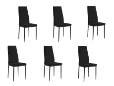 TGC TGC Sara Set of 6 Black Faux Leather Dining Chairs with Black Legs