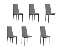 TGC TGC Sara Set of 6 Grey Faux Leather Dining Chairs with Black Legs