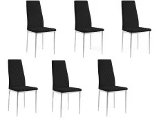 TGC TGC Sara Set of 6 Black Faux Leather Dining Chairs with Silver Legs
