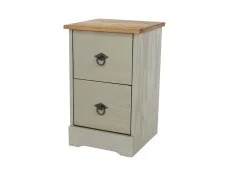 Core Core Corona Compact Grey and Waxed Pine 2 Drawer Bedside Table