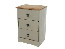Core Core Corona Compact Grey and Pine 3 Drawer Bedside Table