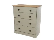 Core Core Corona Compact Grey and Waxed Pine 4 Drawer Chest of Drawers