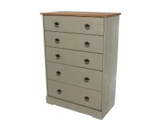 Core Core Corona Compact Grey and Waxed Pine 5 Drawer Chest of Drawers