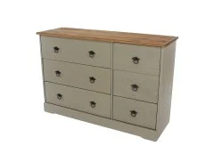 Core Core Corona Compact Grey and Waxed Pine 3+3 Drawer Wide Chest of Drawers