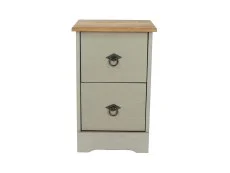 Core Core Corona Compact Grey and Waxed Pine 2 Drawer Bedside Table