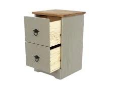 Core Core Corona Compact Grey and Waxed Pine 2 Drawer Bedside Table