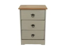 Core Core Corona Compact Grey and Pine 3 Drawer Bedside Table