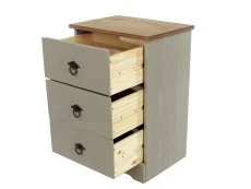 Core Core Corona Compact Grey and Pine 3 Drawer Bedside Table