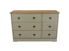 Core Core Corona Compact Grey and Waxed Pine 3+3 Drawer Wide Chest of Drawers