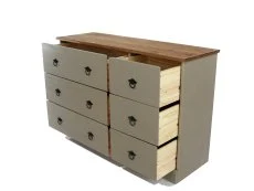 Core Core Corona Compact Grey and Waxed Pine 3+3 Drawer Wide Chest of Drawers