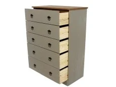 Core Core Corona Compact Grey and Waxed Pine 5 Drawer Chest of Drawers