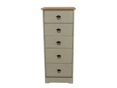 Core Core Corona Compact Grey and Waxed Pine 5 Drawer Narrow Chest of Drawers