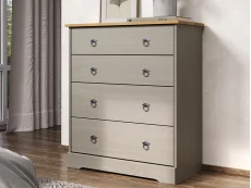 Core Products Core Corona Compact Grey and Pine 4 Drawer Chest of Drawers
